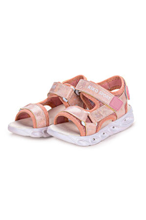 Kiko Kids 133 Hologram Işıklı Günlük Kız Çocuk Cırtlı Sandalet Ayakkabı