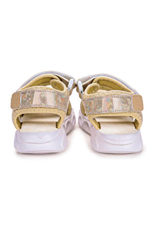 Kiko Kids 133 Hologram Işıklı Günlük Kız Çocuk Cırtlı Sandalet Ayakkabı