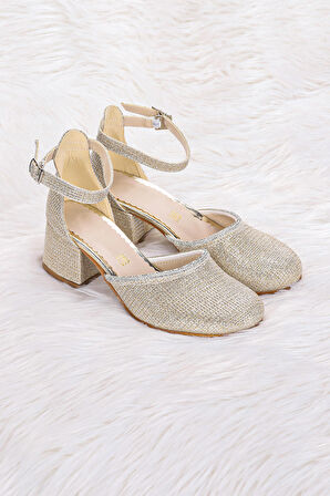 Kiko Kids 771 Çupra Taşlı Kız Çocuk 5 Cm Topuklu Sandalet Ayakkabı