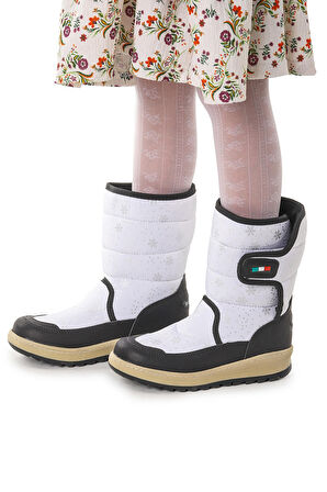 Kiko Kids Lp 708090 Kar Desenli Cırtlı Kız Çocuk Kar Bot Ayakkabı