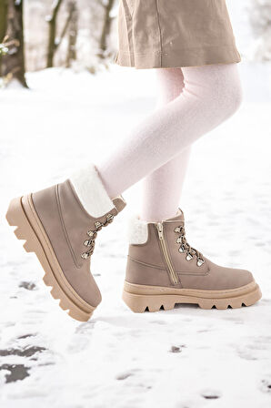 Kiko Kids 500 Günlük Fermuarlı Kız Çocuk Bot Ayakkabı