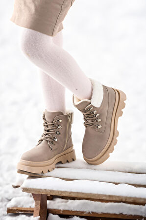 Kiko Kids 500 Günlük Fermuarlı Kız Çocuk Bot Ayakkabı