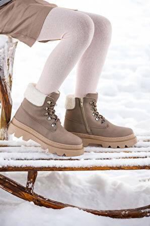 Kiko Kids 500 Günlük Fermuarlı Kız Çocuk Bot Ayakkabı