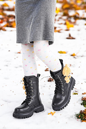 Kiko Kids 450 Ayıcıklı Fermuarlı Kız Çocuk Günlük Bot Ayakkabı