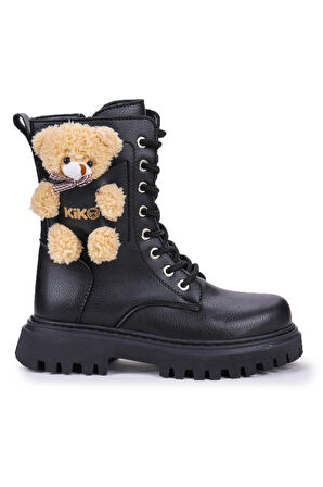 Kiko Kids 450 Ayıcıklı Fermuarlı Kız Çocuk Günlük Bot Ayakkabı