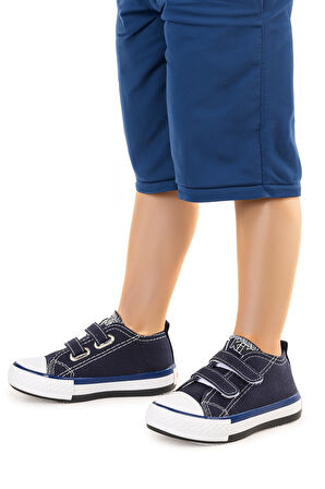 Kiko Kids Linen Cırtlı Erkek Bebek Keten Spor Ayakkabı