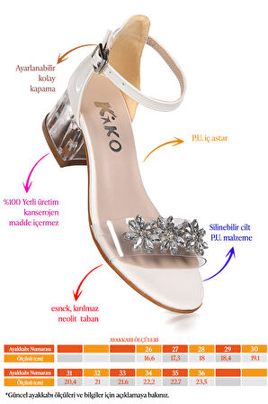 Kiko Kids Yangu Taşlı Kız Çocuk 3 Cm Şeffaf Topuklu Sandalet Abiye Ayakkabı