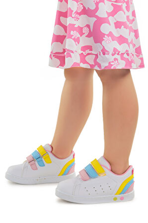 Kiko Kids Lunce Cırtlı Işıklı Kız Bebek Spor Ayakkabı