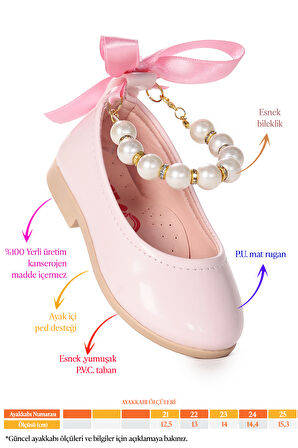  Blanch İncili Lastikli Kız Bebek Babet Ayakkabı