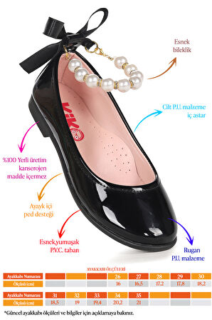  Blanch İncili Lastikli Kız Çocuk Babet Ayakkabı