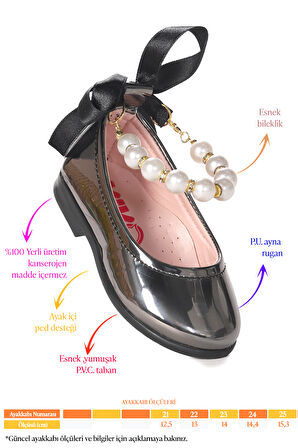  Blanch İncili Lastikli Kız Bebek Babet Ayakkabı