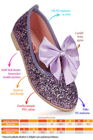  Tari Fiyonk Lastikli Kız Çocuk Babet Ayakkabı