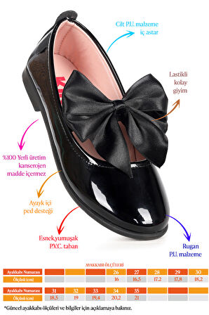  Tari Fiyonk Lastikli Kız Çocuk Babet Ayakkabı