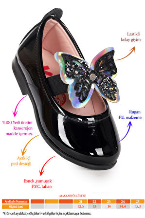 Menz Kelebek Lastikli Kız Bebek Babet Ayakkabı