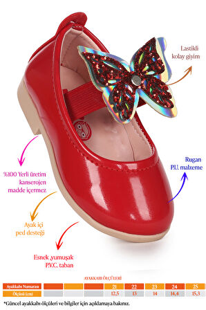  Menz Kelebek Lastikli Kız Bebek Babet Ayakkabı