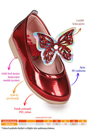  Menz Kelebek Lastikli Kız Bebek Babet Ayakkabı