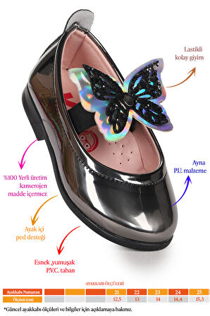  Menz Kelebek Lastikli Kız Bebek Babet Ayakkabı