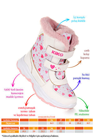 Kiko Kids Kartanesi Cırtlı Kız Çocuk Kar Bot Soğuk Suya Dayanıklı