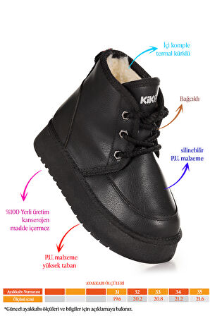Kiko Kids Buck Cilt Bağcıklı Kız Çocuk Bot Ayakkabı