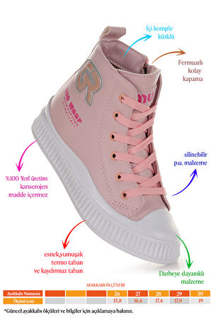 Kiko Kids Wasp Fermuarlı Günlük Kız Çocuk Bot Ayakkabı