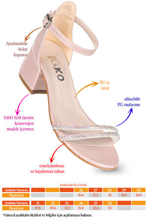 Kiko Kids Sona Günlük Kız Çocuk 4 Cm Topuklu Sandalet Ayakkabı