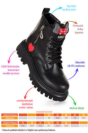 Kiko Kids Bella Günlük Fermuarlı Kız Çocuk Bot Ayakkabı