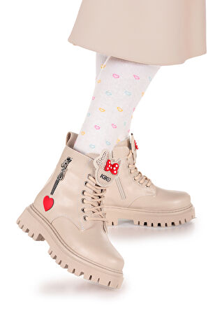 Kiko Kids Bella Günlük Fermuarlı Kız Çocuk Bot Ayakkabı