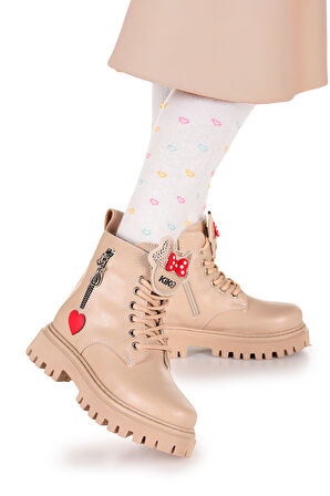Kiko Kids Bella Günlük Fermuarlı Kız Çocuk Bot Ayakkabı