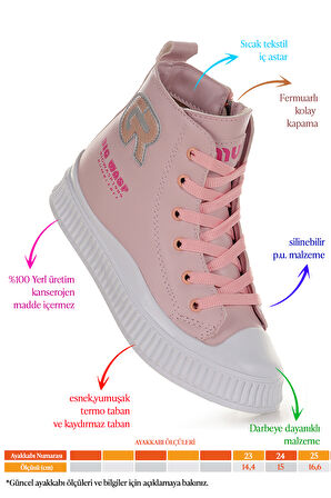  Wasp Fermuarlı Günlük Kız Bebek Bot Ayakkabı