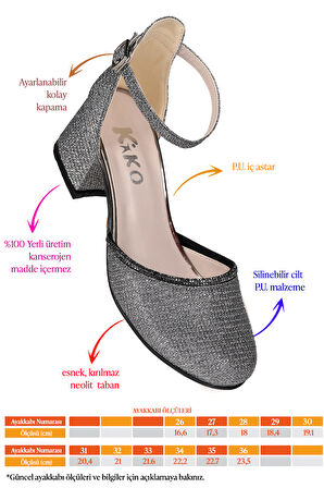 Kiko Kids Ressa Çupra Taşlı Kız Çocuk 5 Cm Topuklu Sandalet Abiye Ayakkabı