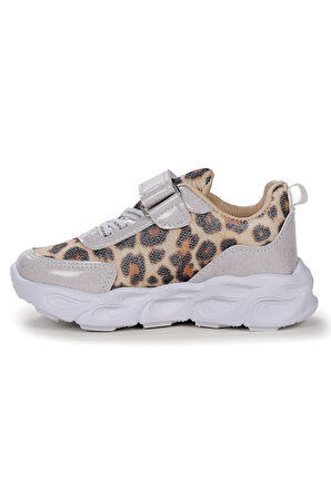Kiko Kids Teno Leopar Desenli Cırtlı Işıklı Kız Bebek Spor Ayakkabı