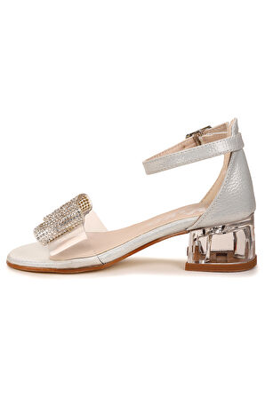 Kiko Kids Tire Vakko Kız Çocuk 4 Cm Şeffaf Topuklu Sandalet Abiye Ayakkabı