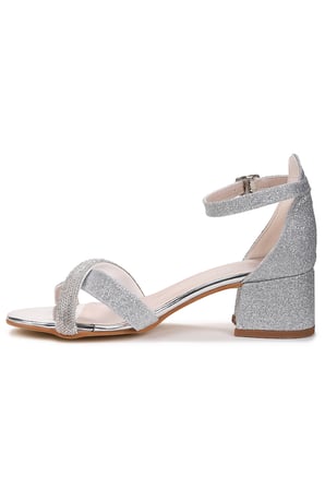 Kiko Kids Tanda Kum Simli Kız Çocuk 4 Cm Topuklu Sandalet Abiye Ayakkabı