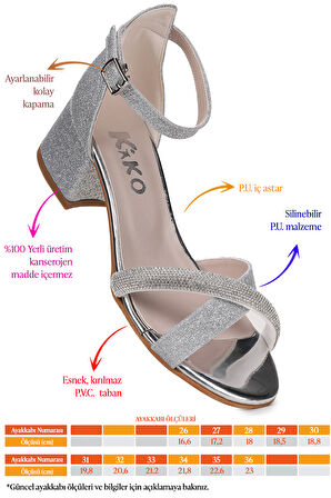 Kiko Kids Tanda Kum Simli Kız Çocuk 4 Cm Topuklu Sandalet Abiye Ayakkabı