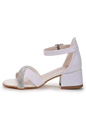 Kiko Kids Tanda Kum Simli Kız Çocuk 4 Cm Topuklu Sandalet Abiye Ayakkabı
