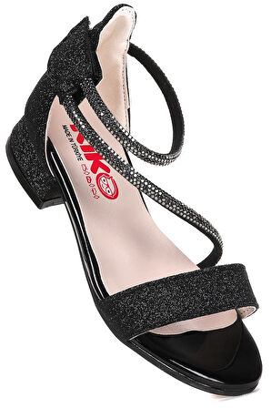 Kiko Kids Yada Kum Simli Kız Bebek 2 Cm Topuklu Sandalet Abiye Ayakkabı