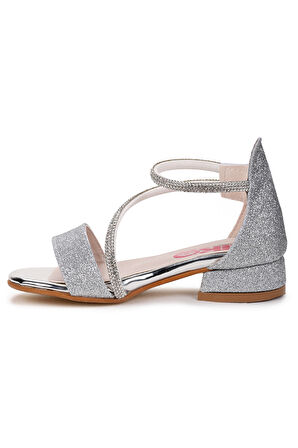 Kiko Kids Yada Kum Simli Kız Bebek 2 Cm Topuklu Sandalet Abiye Ayakkabı