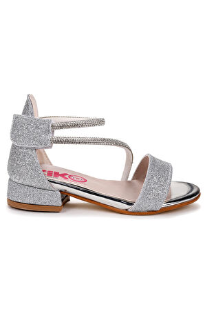 Kiko Kids Yada Kum Simli Kız Bebek 2 Cm Topuklu Sandalet Abiye Ayakkabı