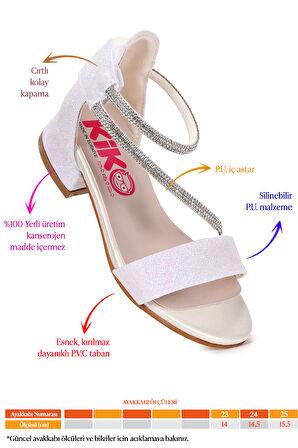 Kiko Kids Yada Kum Simli Kız Bebek 2 Cm Topuklu Sandalet Abiye Ayakkabı