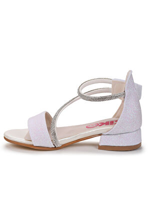 Kiko Kids Yada Kum Simli Kız Bebek 2 Cm Topuklu Sandalet Abiye Ayakkabı