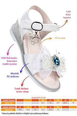 Kiko Kids Bufly Fiyonklu Kız Çocuk Sandalet Ayakkabı