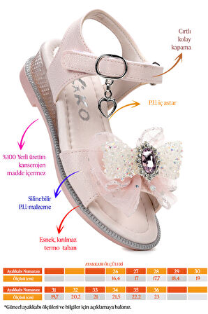 Kiko Kids Bufly Fiyonklu Kız Çocuk Sandalet Ayakkabı