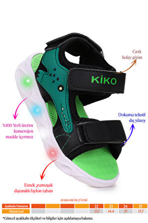 Kiko Kids Arnı Günlük Işıklı Cırtlı Erkek Bebek Sandalet Ayakkabı