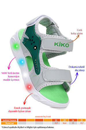 Kiko Kids Arnı Günlük Işıklı Cırtlı Erkek Bebek Sandalet Ayakkabı
