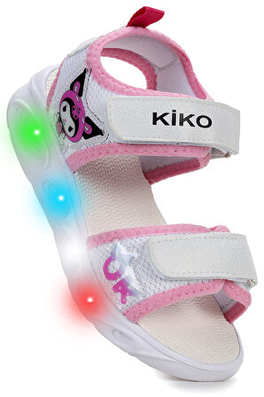 Kiko Kids Kuruza Günlük Işıklı Cırtlı Kız Çocuk Sandalet Ayakkabı