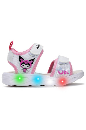 Kiko Kids Kuruza Günlük Işıklı Cırtlı Kız Çocuk Sandalet Ayakkabı
