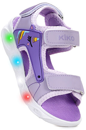 Kiko Kids Unicorn Günlük Işıklı Cırtlı Kız Çocuk Sandalet Ayakkabı
