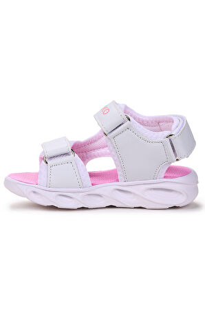 Kiko Kids Unicorn Günlük Işıklı Cırtlı Kız Bebek Sandalet Ayakkabı