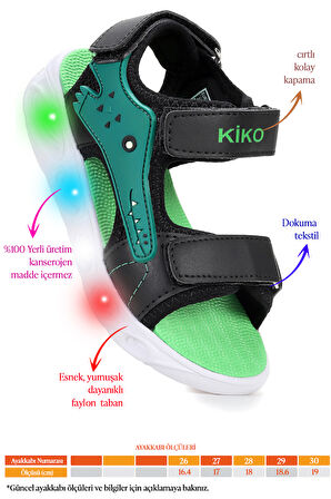 Kiko Kids Arnı Günlük Işıklı Cırtlı Erkek Çocuk Sandalet Ayakkabı