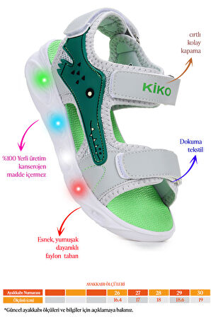 Kiko Kids Arnı Günlük Işıklı Cırtlı Erkek Çocuk Sandalet Ayakkabı